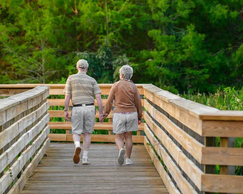Couple de seniors en promenade